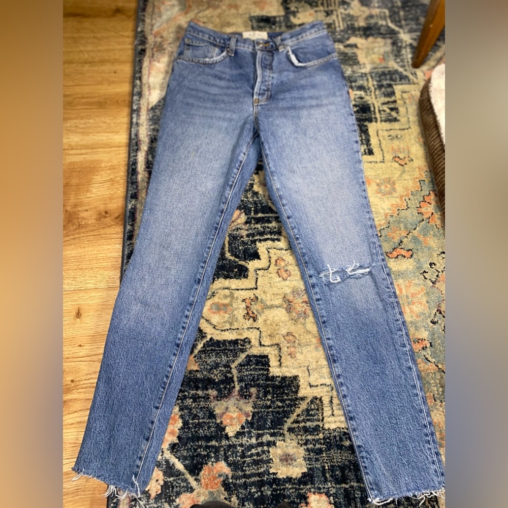 Womens We The Free Jeans Size 27 Hidden ButtonFly, Frayed Hem, Amazing Condition
